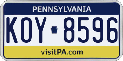 PA license plate KOY8596