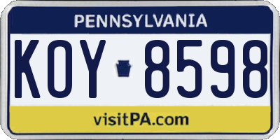 PA license plate KOY8598