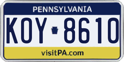 PA license plate KOY8610