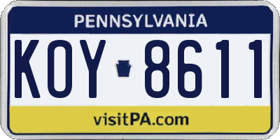 PA license plate KOY8611