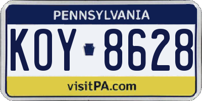 PA license plate KOY8628