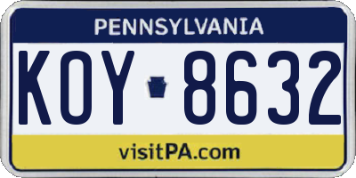 PA license plate KOY8632
