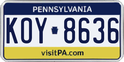 PA license plate KOY8636