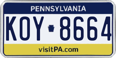 PA license plate KOY8664