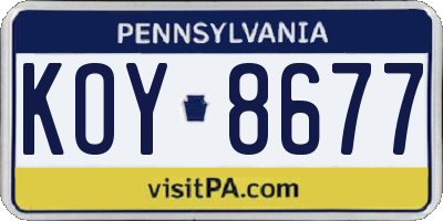 PA license plate KOY8677