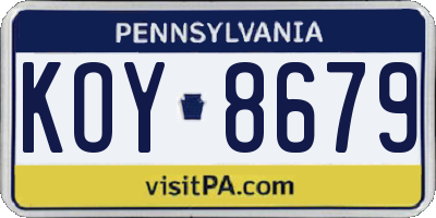 PA license plate KOY8679