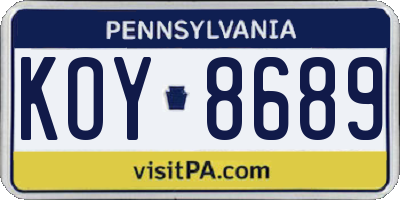 PA license plate KOY8689