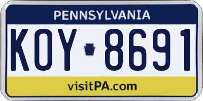 PA license plate KOY8691