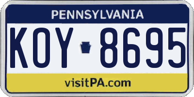 PA license plate KOY8695