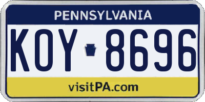 PA license plate KOY8696