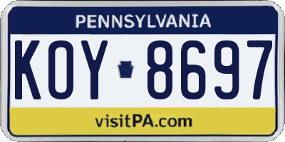 PA license plate KOY8697