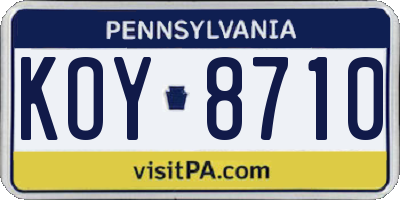 PA license plate KOY8710