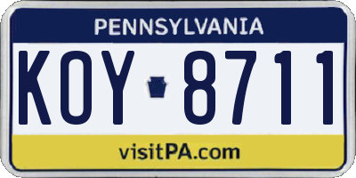 PA license plate KOY8711