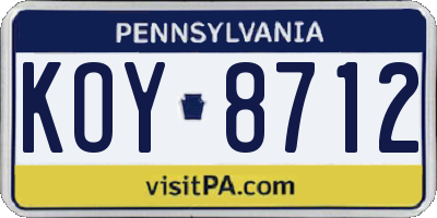PA license plate KOY8712