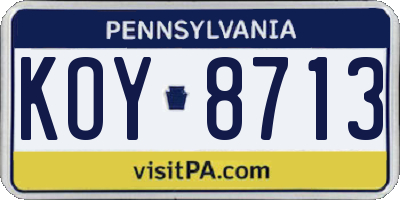PA license plate KOY8713