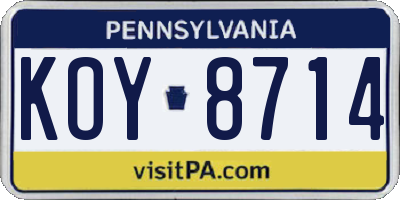 PA license plate KOY8714