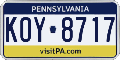PA license plate KOY8717