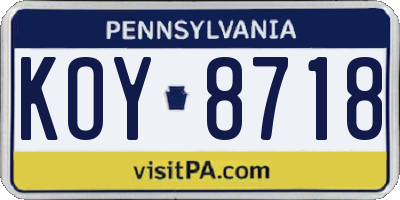 PA license plate KOY8718