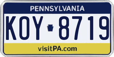 PA license plate KOY8719