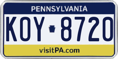 PA license plate KOY8720