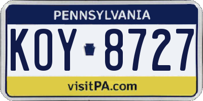 PA license plate KOY8727