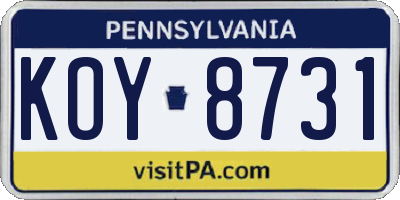 PA license plate KOY8731