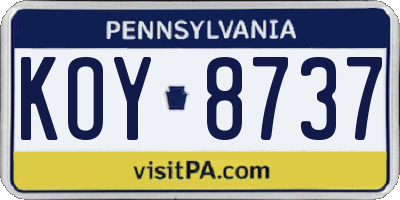 PA license plate KOY8737