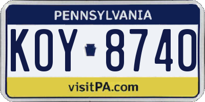 PA license plate KOY8740