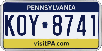 PA license plate KOY8741