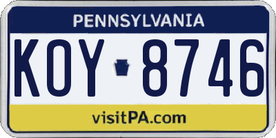 PA license plate KOY8746