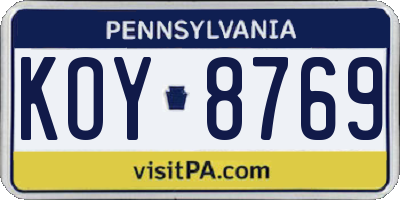 PA license plate KOY8769