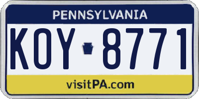 PA license plate KOY8771