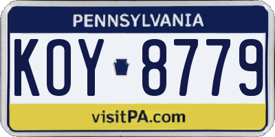 PA license plate KOY8779