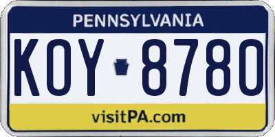 PA license plate KOY8780