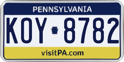 PA license plate KOY8782