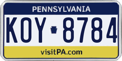 PA license plate KOY8784