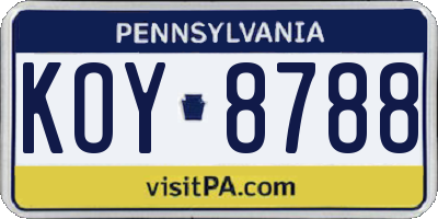 PA license plate KOY8788
