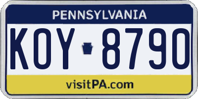 PA license plate KOY8790
