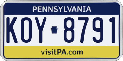 PA license plate KOY8791