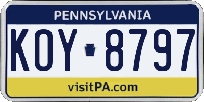 PA license plate KOY8797