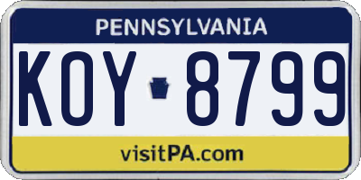 PA license plate KOY8799