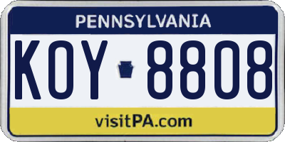 PA license plate KOY8808