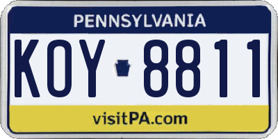 PA license plate KOY8811