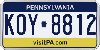 PA license plate KOY8812