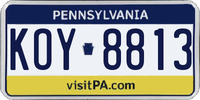 PA license plate KOY8813