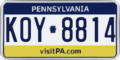 PA license plate KOY8814