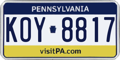 PA license plate KOY8817