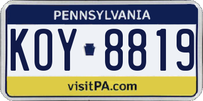 PA license plate KOY8819