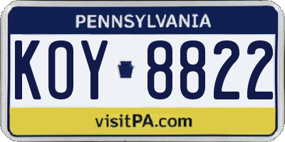 PA license plate KOY8822