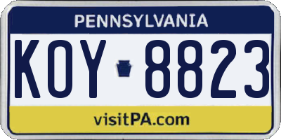PA license plate KOY8823